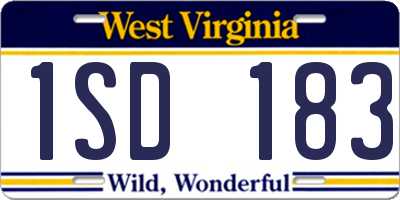 WV license plate 1SD183
