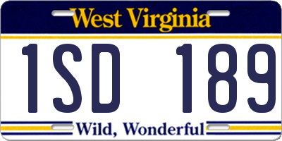 WV license plate 1SD189