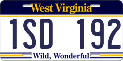 WV license plate 1SD192