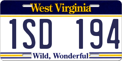 WV license plate 1SD194