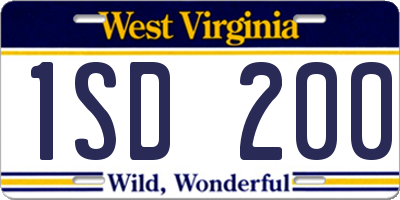 WV license plate 1SD200