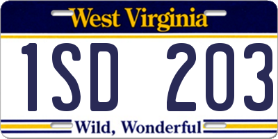 WV license plate 1SD203