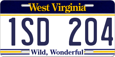 WV license plate 1SD204