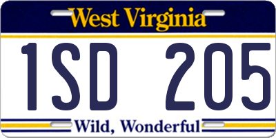 WV license plate 1SD205