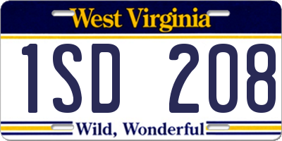 WV license plate 1SD208