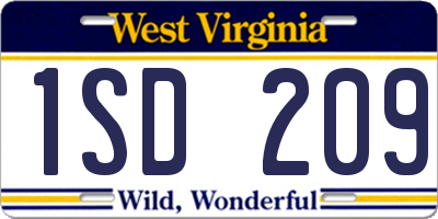 WV license plate 1SD209