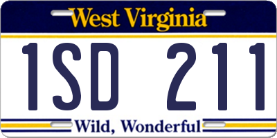 WV license plate 1SD211