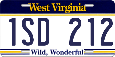 WV license plate 1SD212