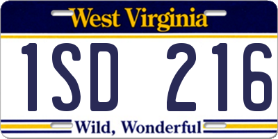 WV license plate 1SD216