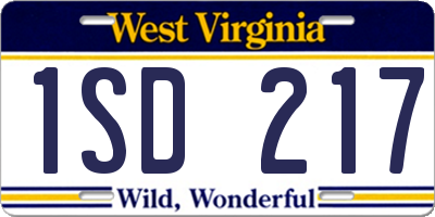 WV license plate 1SD217