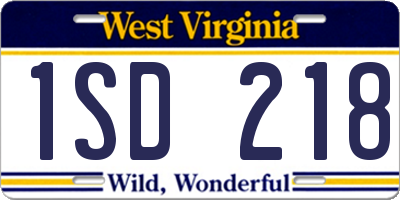 WV license plate 1SD218