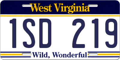 WV license plate 1SD219