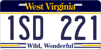WV license plate 1SD221
