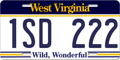 WV license plate 1SD222