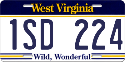 WV license plate 1SD224