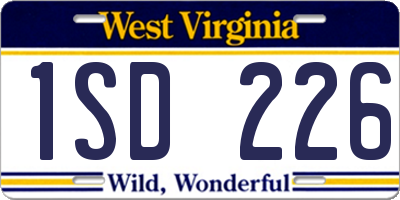 WV license plate 1SD226
