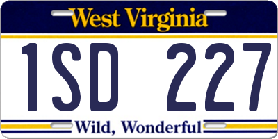 WV license plate 1SD227