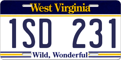 WV license plate 1SD231