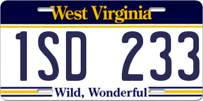 WV license plate 1SD233