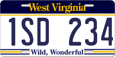 WV license plate 1SD234