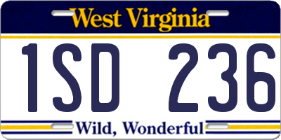 WV license plate 1SD236