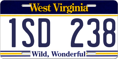 WV license plate 1SD238