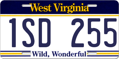 WV license plate 1SD255