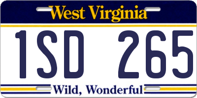 WV license plate 1SD265