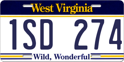 WV license plate 1SD274