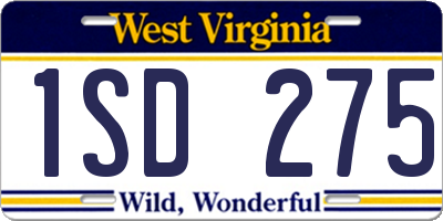 WV license plate 1SD275