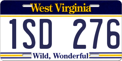 WV license plate 1SD276