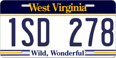 WV license plate 1SD278