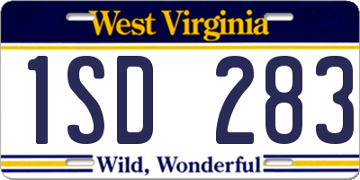 WV license plate 1SD283