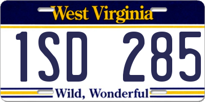 WV license plate 1SD285