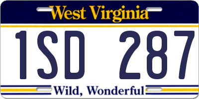 WV license plate 1SD287