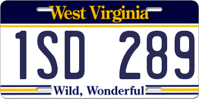 WV license plate 1SD289