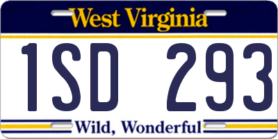 WV license plate 1SD293