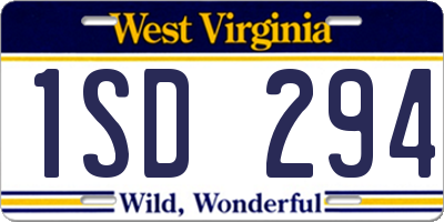 WV license plate 1SD294