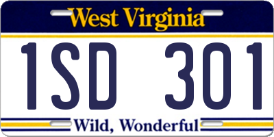 WV license plate 1SD301