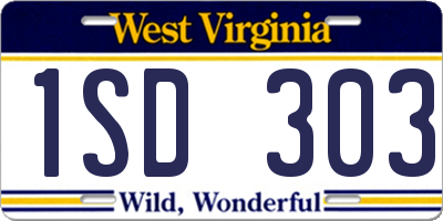 WV license plate 1SD303