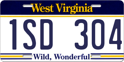 WV license plate 1SD304