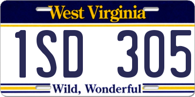 WV license plate 1SD305