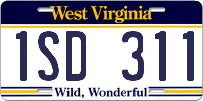 WV license plate 1SD311