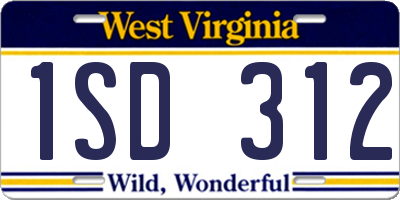 WV license plate 1SD312