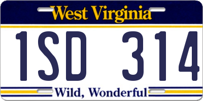 WV license plate 1SD314