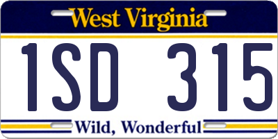 WV license plate 1SD315