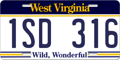 WV license plate 1SD316