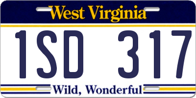 WV license plate 1SD317