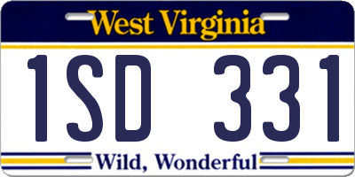 WV license plate 1SD331