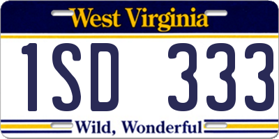 WV license plate 1SD333
